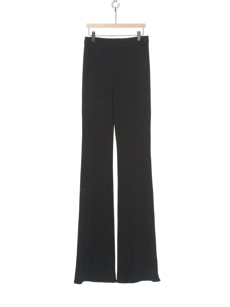 BLACK GLITTER JERSEY FLARE PANTS