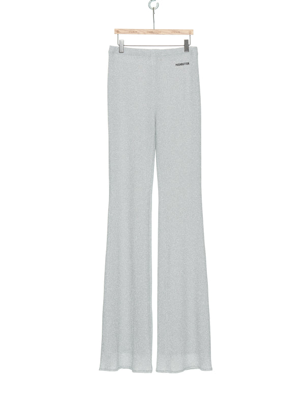 SILVER GLITTER JERSEY FLARE PANTS