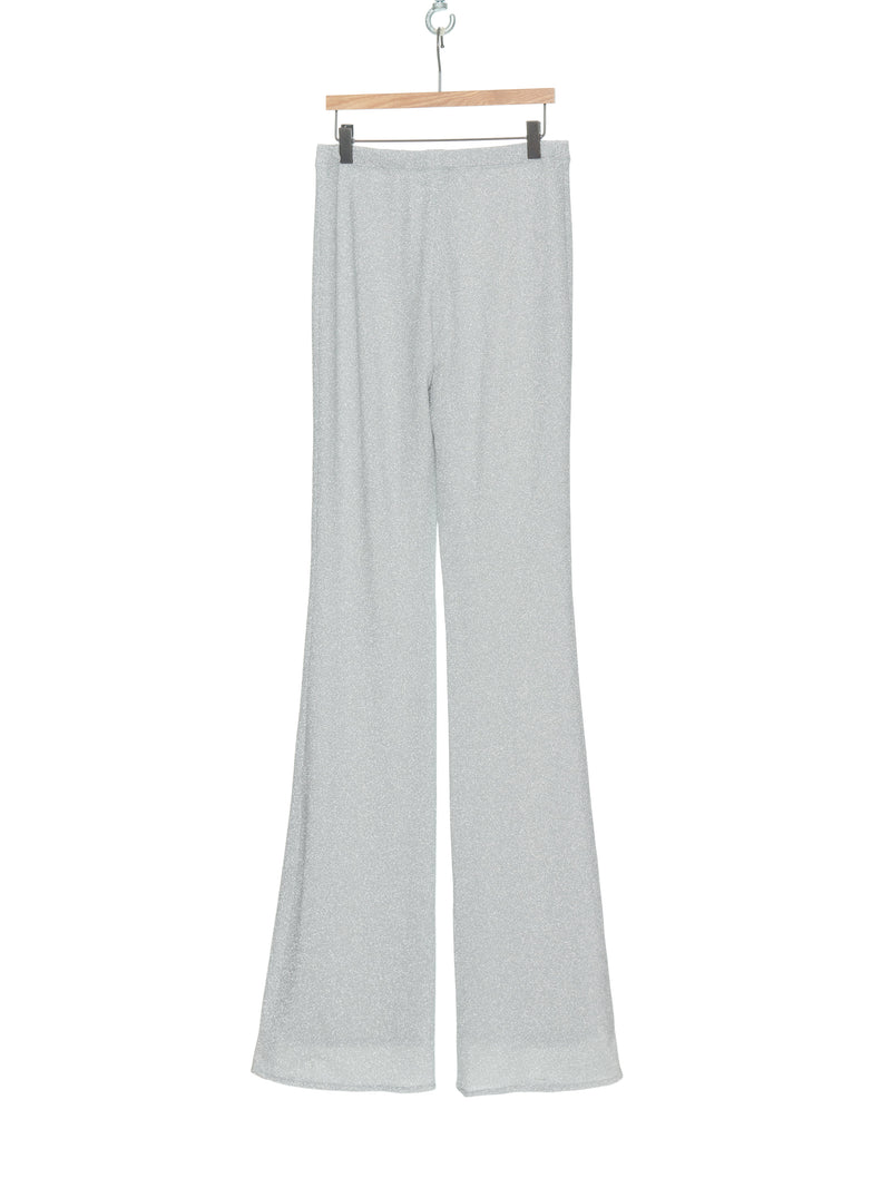 SILVER GLITTER JERSEY FLARE PANTS