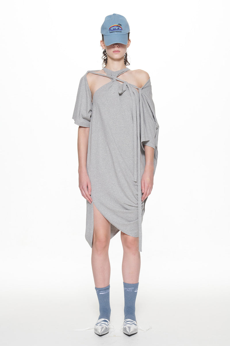 GREY EXTENDED HEM DRESS