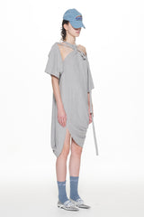 GREY EXTENDED HEM DRESS