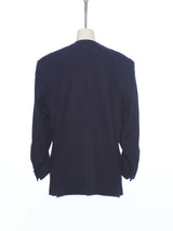 NAVY RAW EDGE SINGLE JACKET