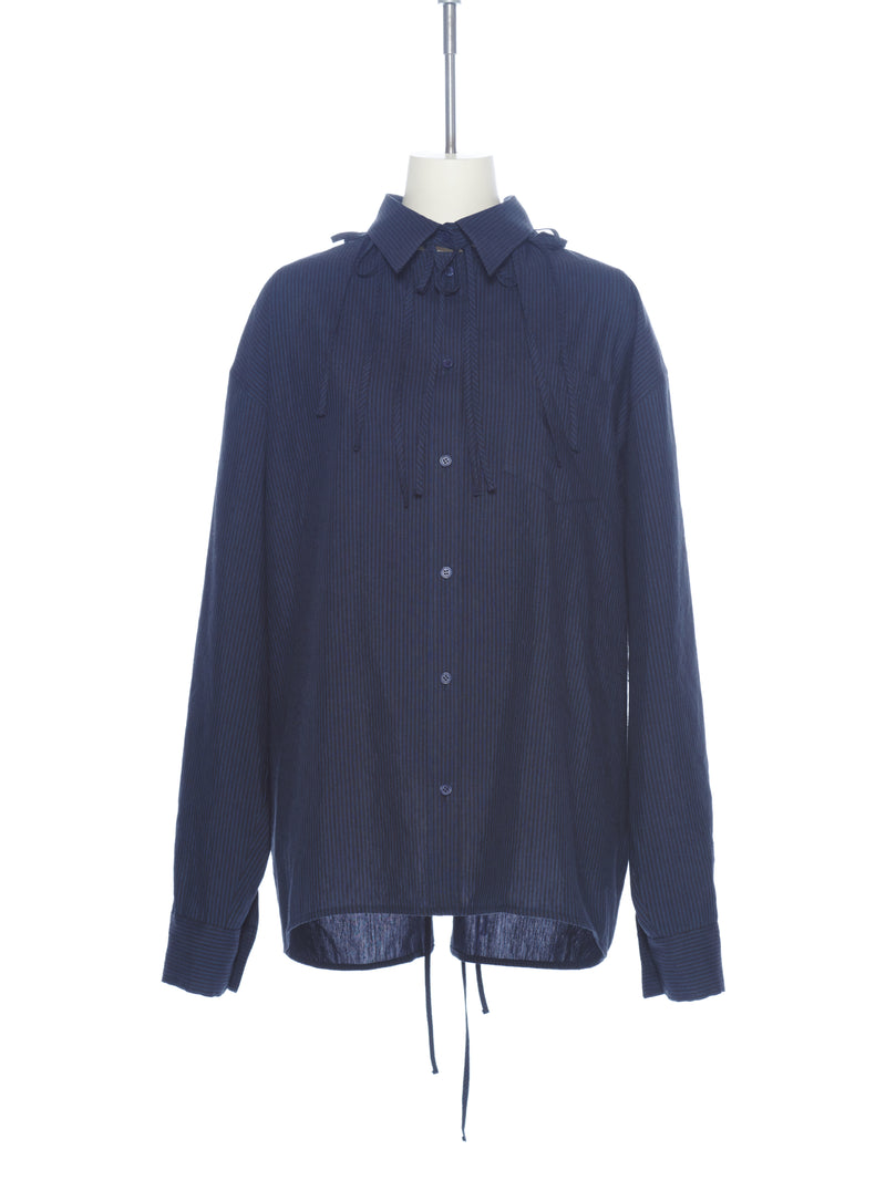 NAVY BACK TIE OVERSIZED SHIRT