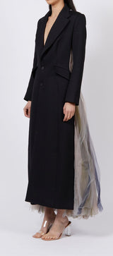 RUFFLE WOOL LONG COAT