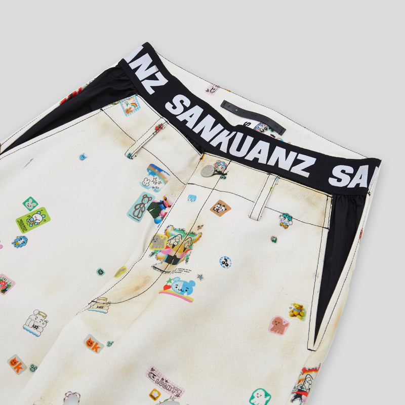 STICKERS GRAFFITI PRINT PANTS