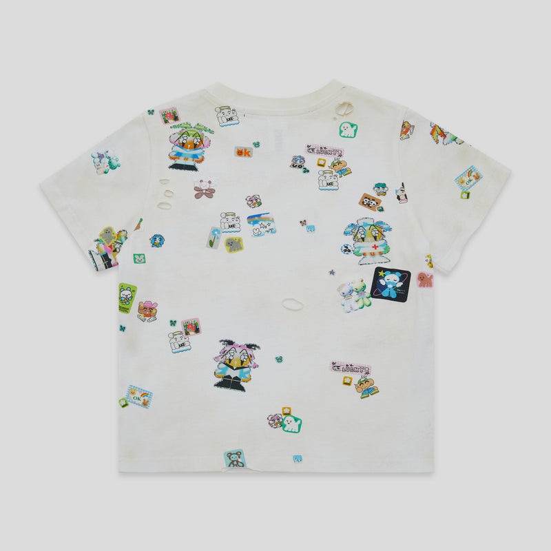 STICKERS GRAFFITI PRINT T-SHIRT