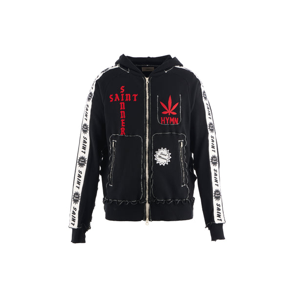 Distressed Contrast Stitch Hoodie