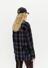 LONG WORKER JACKET VELVET TARTAN CHECK