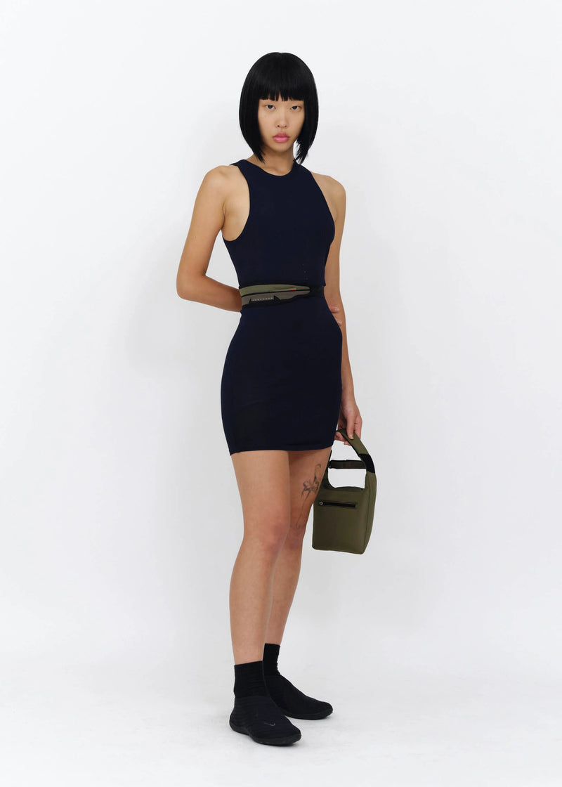 KNITTED DRESS W/ WAIST BAG