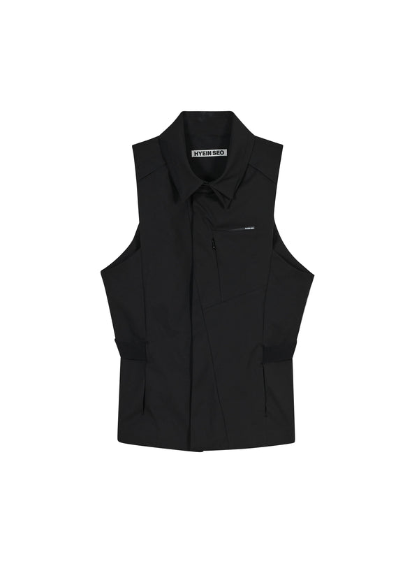 COLLARED SLEEVELESS SHIRT