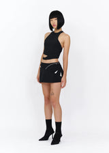 BLACK CLINCHED HALTER TOP