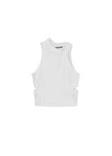 WHITE HOODED SLEEVELESS TOP