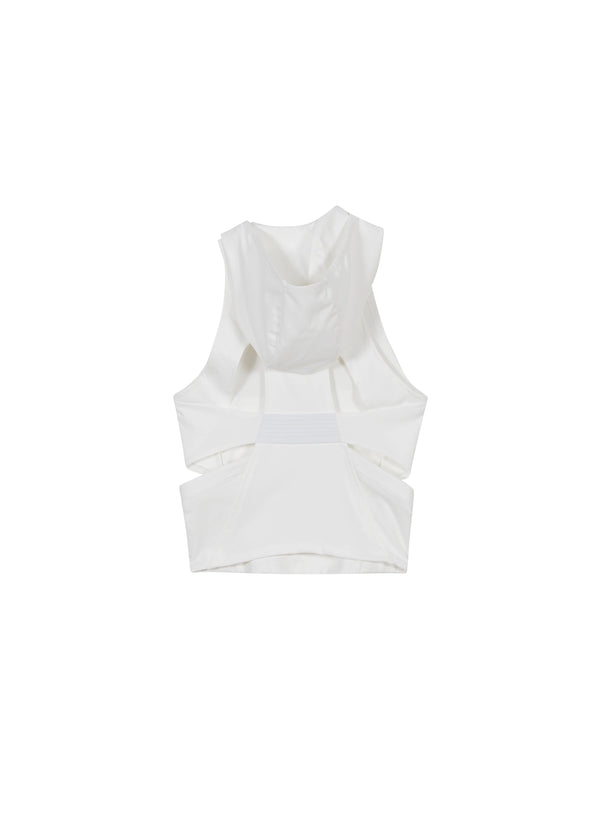 WHITE HOODED SLEEVELESS TOP