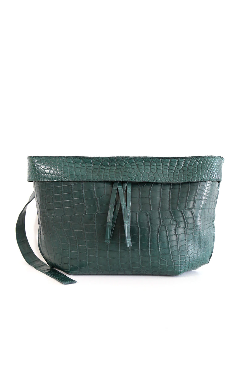 GREEN XL CROCODILE MARSUPIO