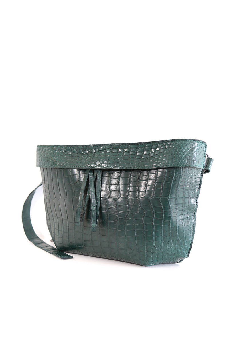 GREEN XL CROCODILE MARSUPIO