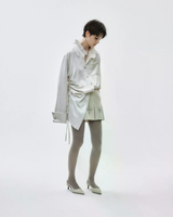 Asymmetric Drawstring Shirt