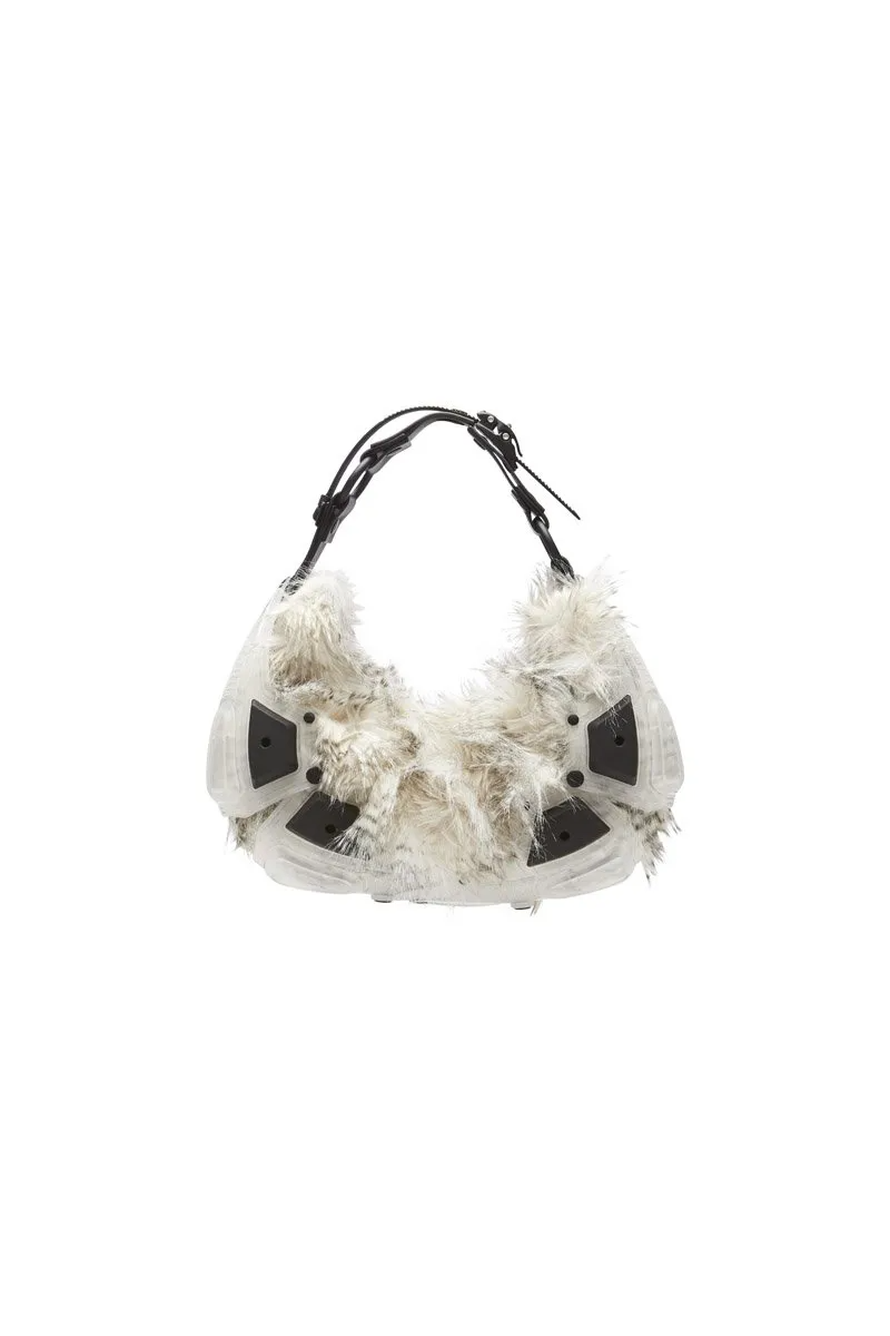 TRANSPARENT - FAUX FUR M02 SMALL HALF MOON BAG