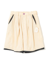 Contrast Seam Linen Shorts
