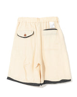 Contrast Seam Linen Shorts