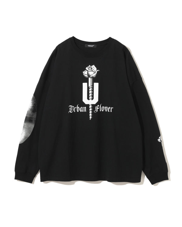 "URBAN FLOWER" PRINTED BLACK T-SHIRT