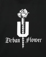 "URBAN FLOWER" PRINTED BLACK T-SHIRT