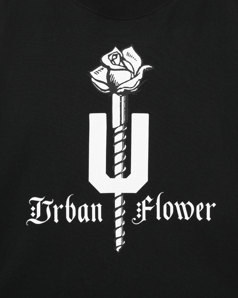 "URBAN FLOWER" PRINTED BLACK T-SHIRT