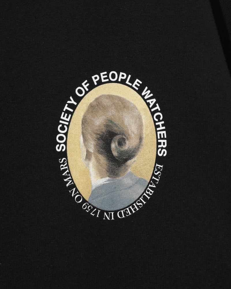 "PEOPLE WATCHERS" PRINTED BLACK T-SHIRT