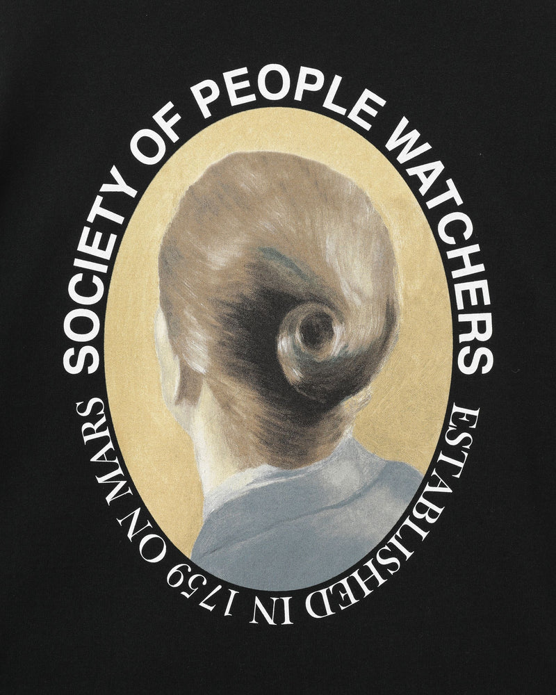 "PEOPLE WATCHERS" PRINTED BLACK T-SHIRT