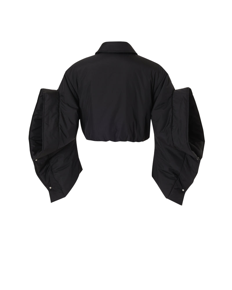 WAVY SLEEVE CROPPED BOMBER