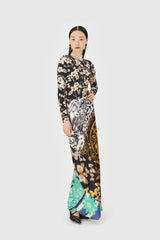 REGENERATED SILK SCARVES MIDI SKIRT