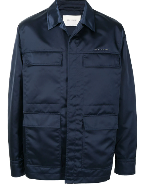 Navy single-breasted fitted jacket