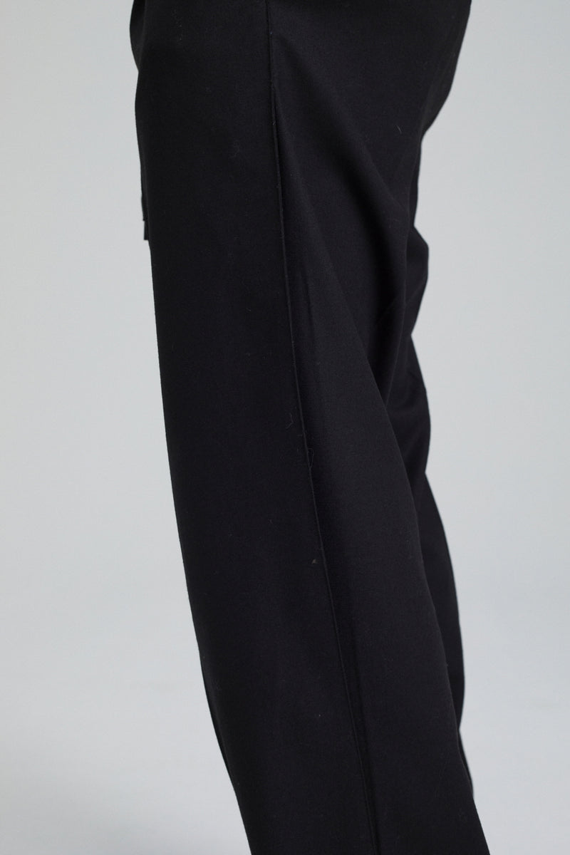 BLACK SIDE TUCK DETAIL LOOSE FIT TROUSERS