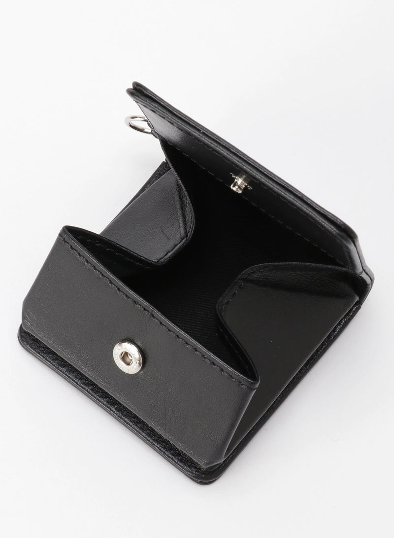 BLACK LEATHER TRIPLED POUCH