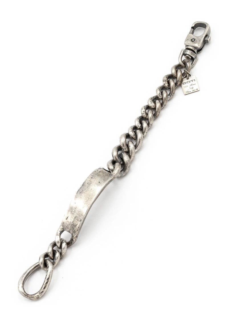 SILVER LINK CHAIN WITH PLATE BRACELET