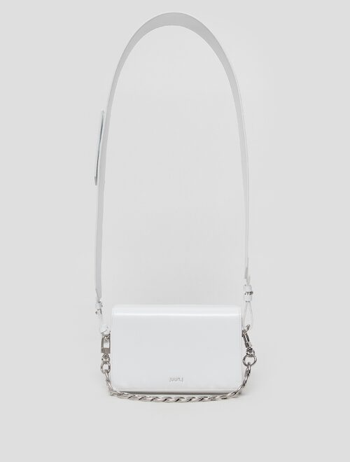 WHITE SQUARE SHOULDER BAG WITH CHAIN