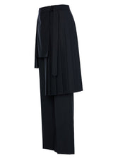 Straight Fit Pants With Detachable Pleats Wrap