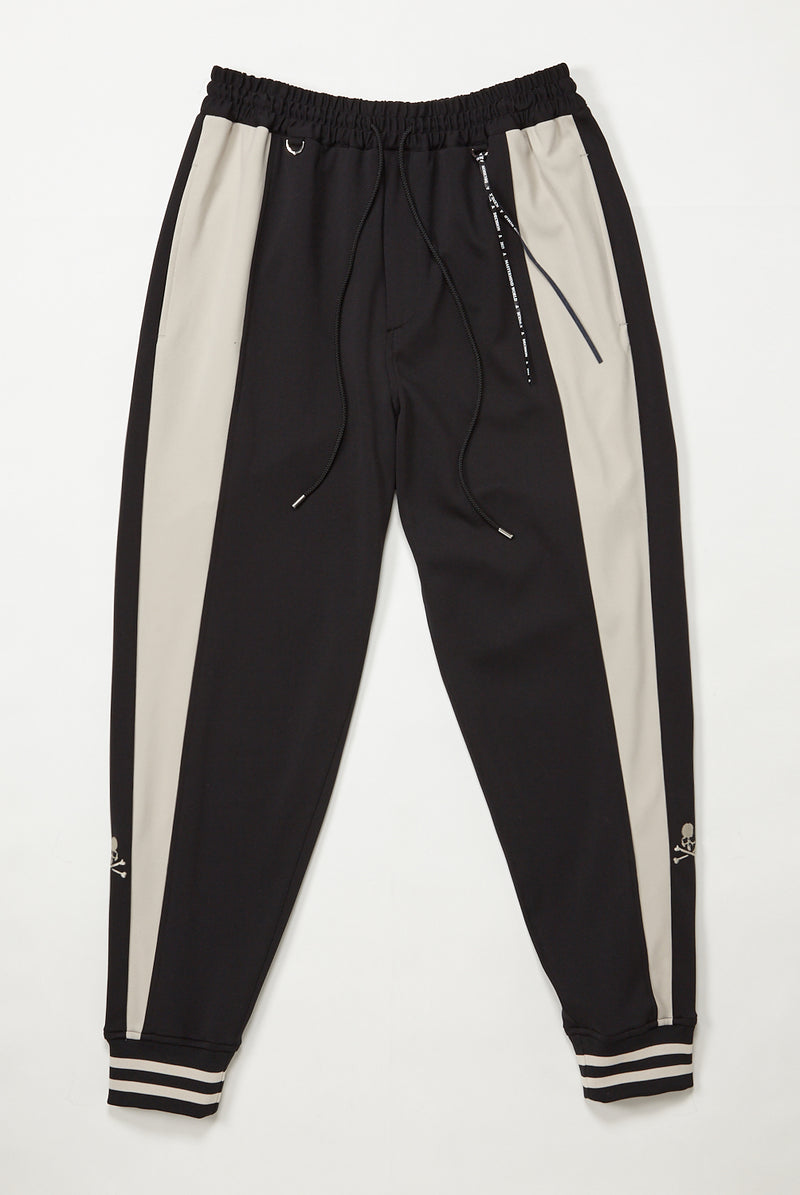 BLACK AND BEIGE PANELLED TRACK PANTS