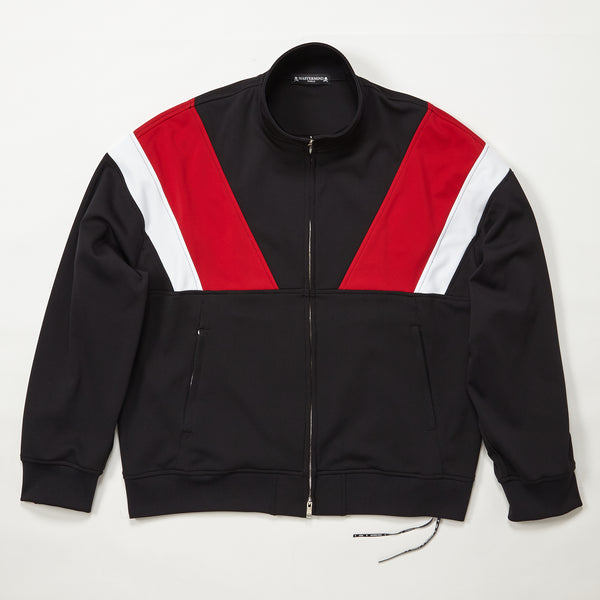 BLACK AND RED TAPED TRACK JACKET