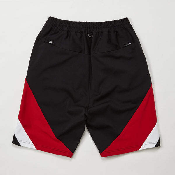 BLACK AND RED TRACK SHORTS