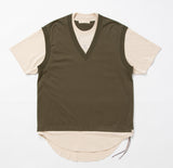 OLIVE/ BEIGE MW LAYERED VEST T-SHIRT