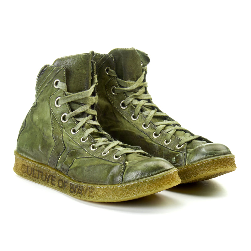 OLIVE GRIT MID DYED SNEAKERS