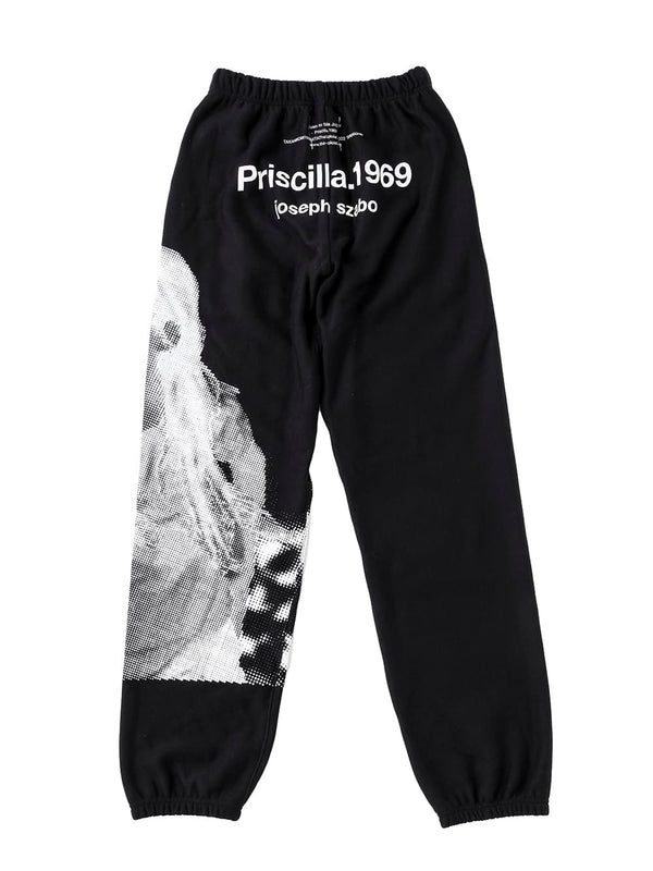 BLACK AND WHITE PRISCILLA 1969 JOGGER PANTS