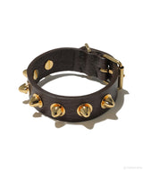 brown studded leather cuff
