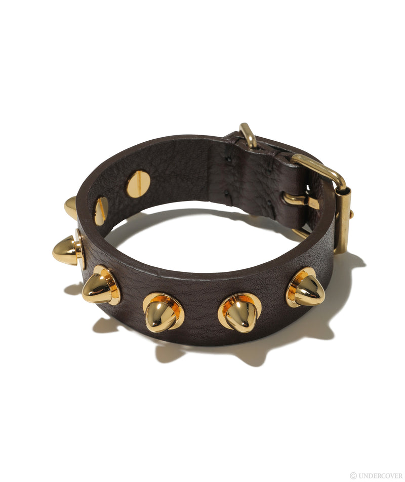 brown studded leather cuff