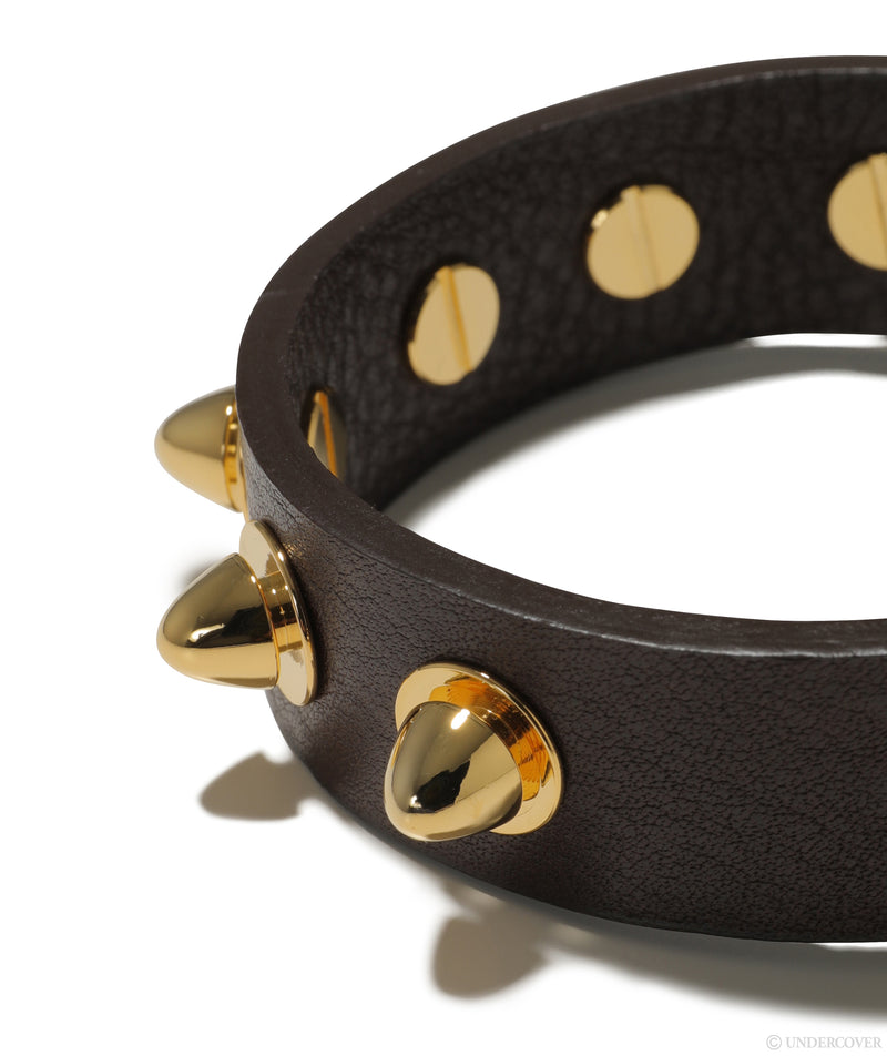 brown studded leather cuff