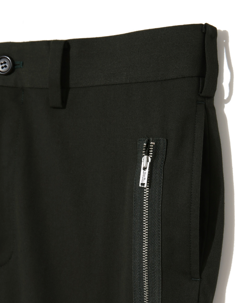 BLACK COTTON BLEND ZIPPER PANTS