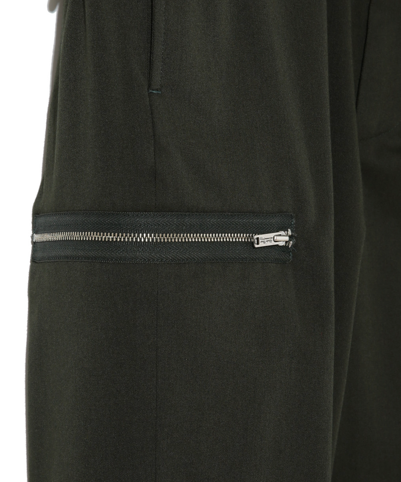 BLACK COTTON BLEND ZIPPER PANTS