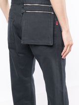 GRAY NAVY PATCH-POCKET STRAIGHT-LEG JEANS