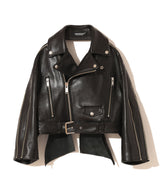 REAR-TIE LEATHER BIKER JACKET