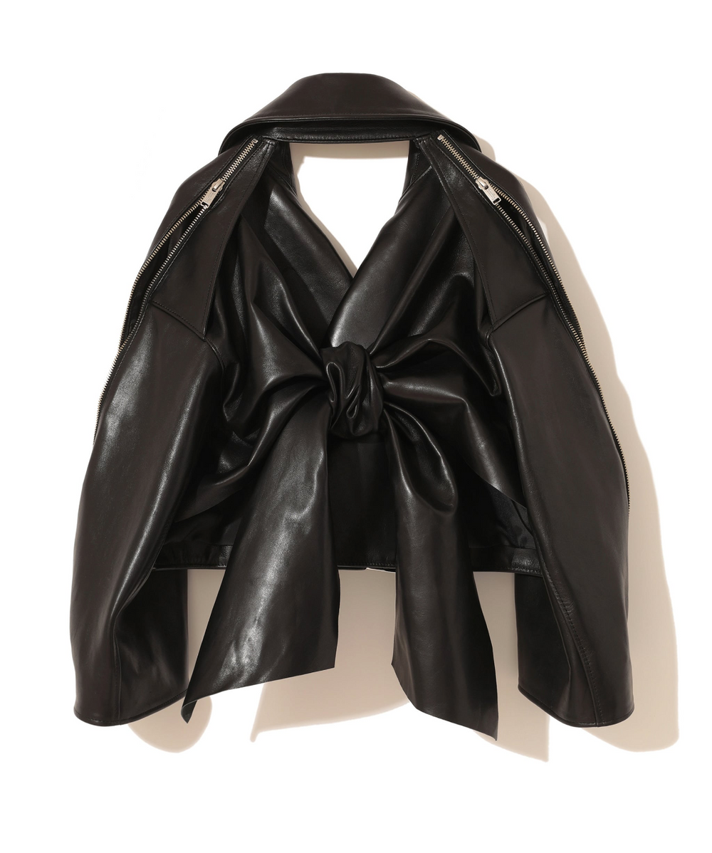 REAR-TIE LEATHER BIKER JACKET – CLOSETCASECONCEPTS
